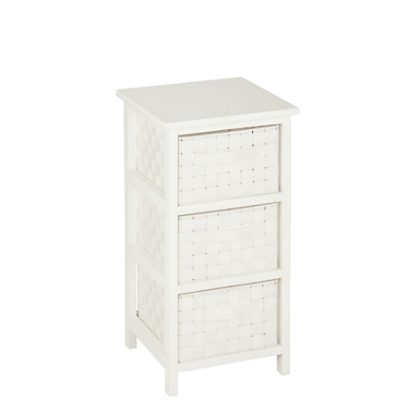 Honey-Can-Do Small Storage Cabinet with Wooden Frame & Woven Fabric Drawers, White