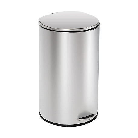 Honey-Can-Do 40L Semi-Round Stainless Steel Step Trash Can with Lid, TRS-09332