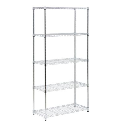 Honey-Can-Do 5-Tier Adjustable Shelving Unit with Wheels and 350 lb. Weight Capacity Per Shelf, Chrome