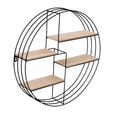 Honey-Can-Do Four-Tier Circular Decorative Metal Wall Shelf, Black