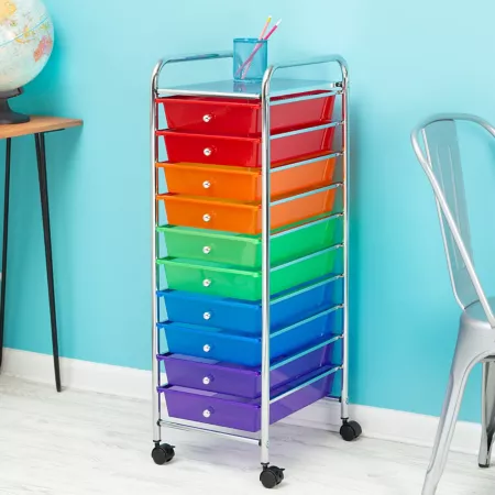 Honey-Can-Do 10-Drawer Multicolor Rolling Cart Rainbow Rolling Storage Carts