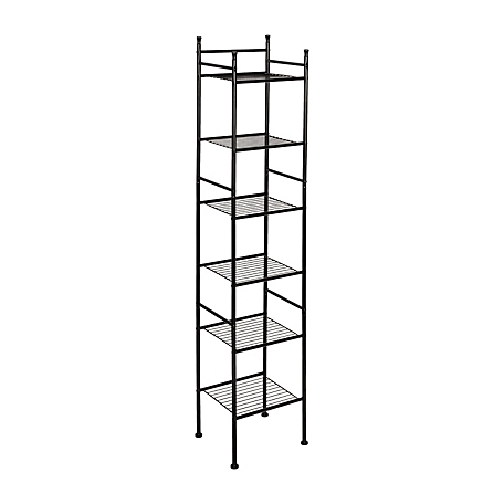 Honey-Can-Do 6-Tier Space-Saving Shelving Tower, Black