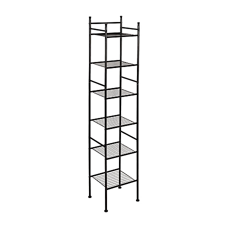 Honey-Can-Do 6-Tier Space-Saving Shelving Tower, Black