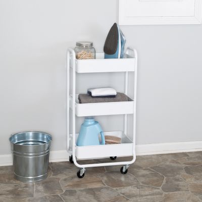 Honey-Can-Do 3-Tier White Metal Rolling Cart -  CRT-09126