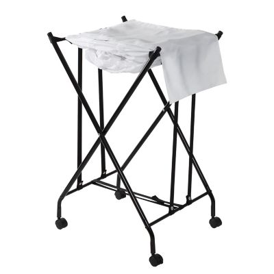 Honey-Can-Do Single Bounc Back Hamper - No Bend Laundry Basket with Wheels and Lid, Black/White