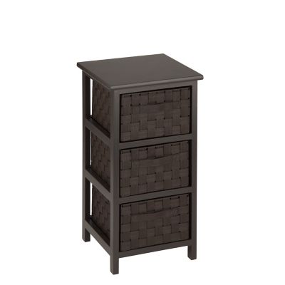 Honey-Can-Do Small Storage Cabinet with Wood Frame & Woven Fabric Drawers, Espresso
