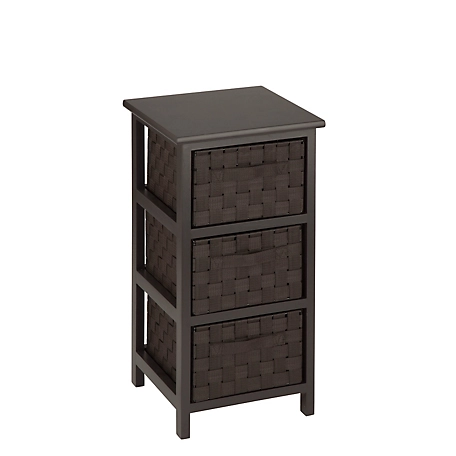 Honey-Can-Do Small Storage Cabinet with Wood Frame & Woven Fabric Drawers, Espresso