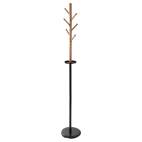 Honey-Can-Do Freestanding Coat Rack with Tree Design & Accessory Tray, Black/Brown