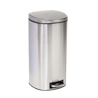 Honey-Can-Do 30L Soft-Close Stainless Steel Step Trash Can with Lid, TRS-09330