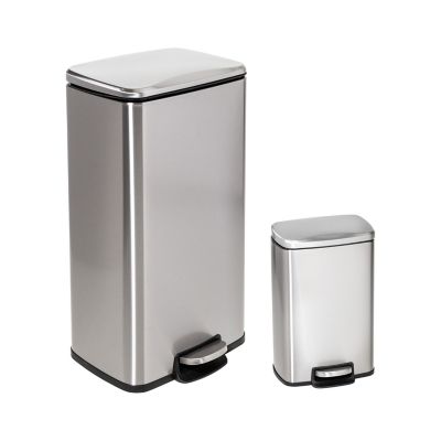 Honey-Can-Do 30L, 5L, Set of Stainless Steel Step Trash Cans with Lid, TRS-09326