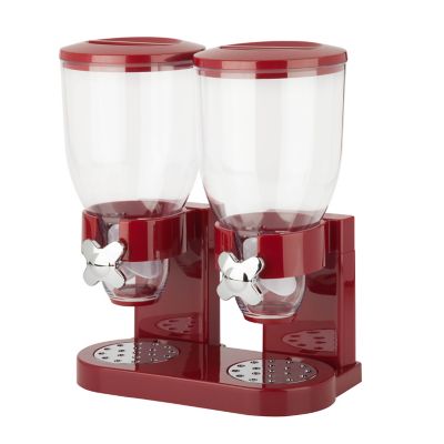 Honey-Can-Do Double Cereal Dispenser with Portion Control, Red, KCH-06125