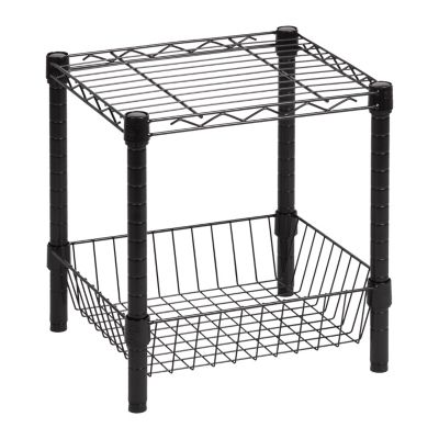 Honey-Can-Do Black Wire Shelf with Bottom Storage Basket