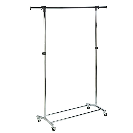 Honey-Can-Do Adjustable Rolling Clothes and Garment Rack, Chrome, GAR-09689