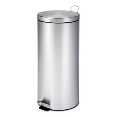 Honey-Can-Do 30L Round Stainless Steel Step Trash Can with Step Pedal, TRS-09274