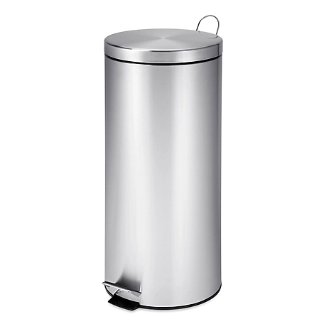 Honey-Can-Do 30L Round Stainless Steel Step Trash Can with Step Pedal, TRS-09274