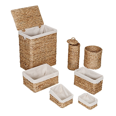 Honey-Can-Do 7 pc. Water Hyacinth Woven Bathroom Storage Basket Set