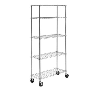Honey-Can-Do 76 in. High Heavy-Duty Rolling Adjustable Shelving Unit, Chrome