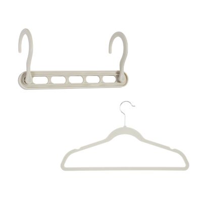 Honey-Can-Do Set of 5 Collapsible Hangers and 50 Velvet Non-Slip Hangers, White, HNG-09216