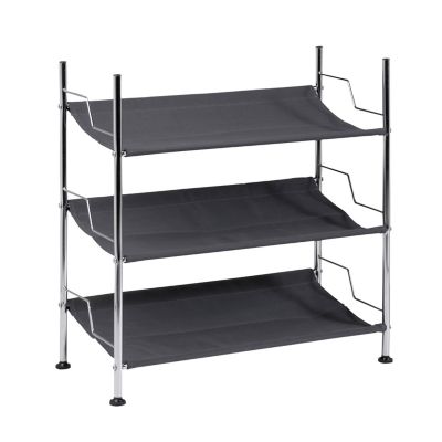 Honey-Can-Do 3-Tier Canvas and Chrome Shoe Rack