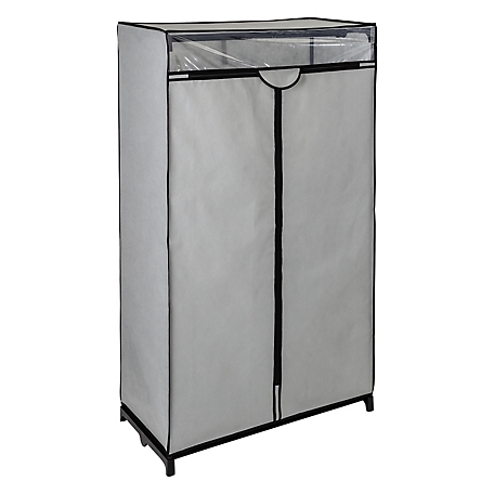 Honey-Can-Do 36 in. Wide Double Door Portable Wardrobe Closet with Cover, Gray