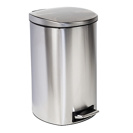 Honey-Can-Do 50L Soft-Close Stainless Steel Step Trash Can with Lid, TRS-09335