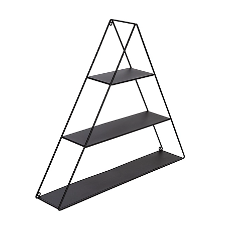 Honey-Can-Do 3-Tier Triangle Decorative Metal Wall Shelf, Black