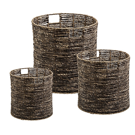 Honey-Can-Do Set of Three Decorative Nesting Storage Baskets, Brown