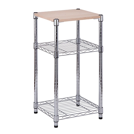 Honey-Can-Do 3-Tier Adjustable Shelving Unit, Chrome & Wood