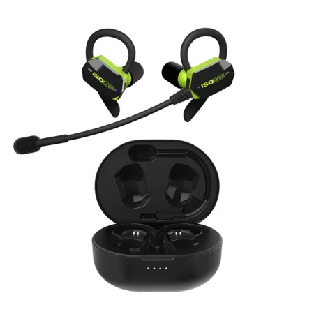 ISOtunes Ultracomm Aware Wireless Bluetooth Headphones Ambient Listening Technology Detachable Boom Mic Earplugs