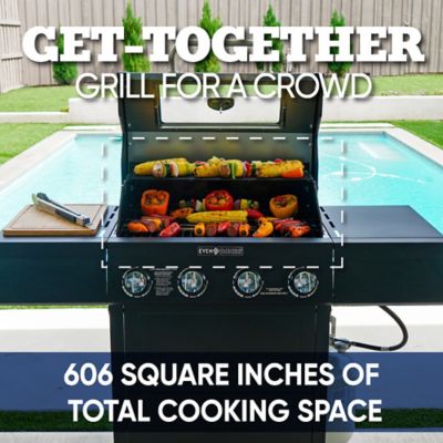 Image showing  4-Burner Propane Gas Grill with Glass Window, Black