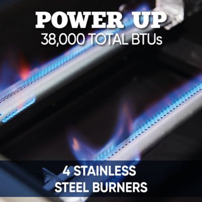 Image showing  4-Burner Propane Gas Grill with Glass Window, Black