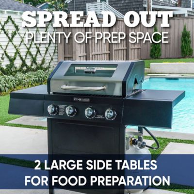 Image showing 5 th Even Embers 4-Burner Propane Gas Grill with Glass Window, Black