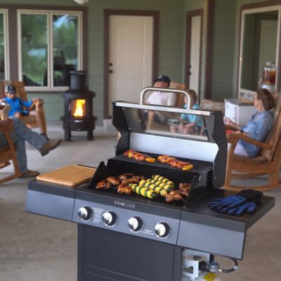 Image showing 7 th Even Embers 4-Burner Propane Gas Grill with Glass Window, Black