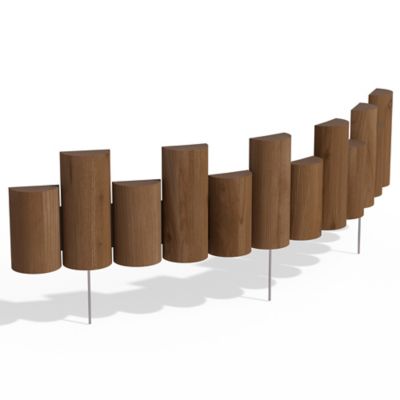 Image showing  36 in. Wooden Half-Log Staggered Lawn Edging