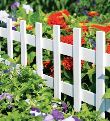 Image showing  36 in. x 18 in. Wood Garden Picket Fence, White