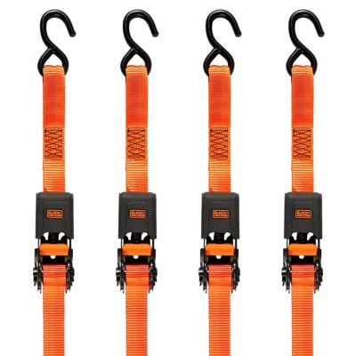 Black & Decker 1 in. x 12 ft. Light Duty Ratchet Tie-Down Straps 1,500 lb. Break Strength (4 Pack) BDX1006