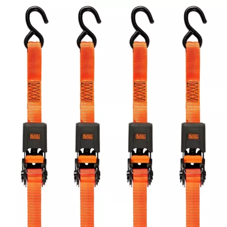 Black & Decker 1 in x 12 ft Light Duty Ratchet Tie Down Straps 1 500 lb Breaking Strength (4-Pack) BDX1006 Ratchet Straps