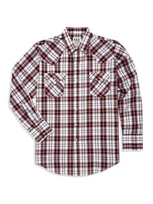 Ely Cattleman Men's Plaid Western Long-Sleeve Snap-Front Work Shirt