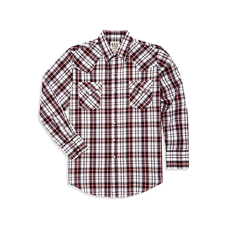 Ely Cattleman Men's Long Sleeve Snap Front Plaid Western Shirt