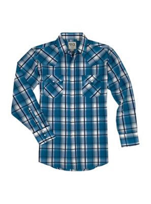 Ely Cattleman Long Sleeve Snap Front Textured Plaid Western Shirt
