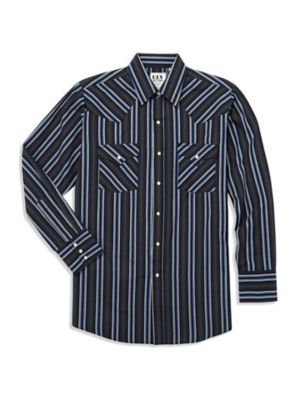 Ely Cattleman Men's Long Sleeve Snap Front Textured Stripe Western Shirt