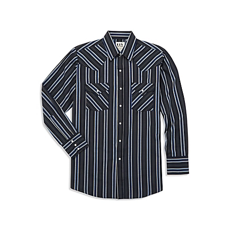 Ely Cattleman Men's Long Sleeve Snap Front Textured Stripe Western Shirt