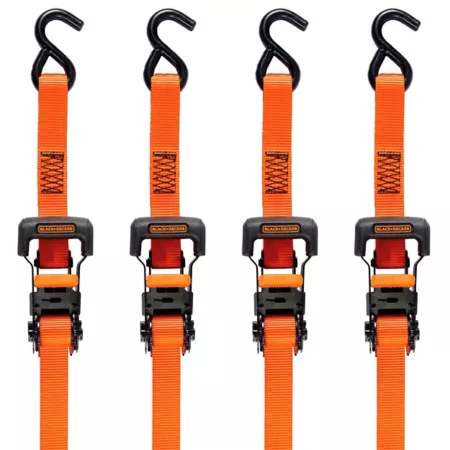 Black & Decker Medium Duty Ratchet Tie Down Straps 1 in x 10 ft 2 500 lb Breaking Strength (4-Pack) BDX1007 Ratchet Straps