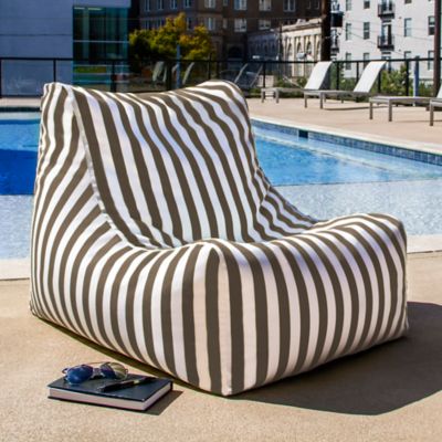 Image showing  Ponce Outdoor Bean Bag Chair, Taupe Striped
