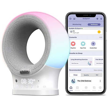 Hubble Connected Eclipse+ Smart Wi-Fi Portable Audio Monitor and Soother Machine, HCSECLPX