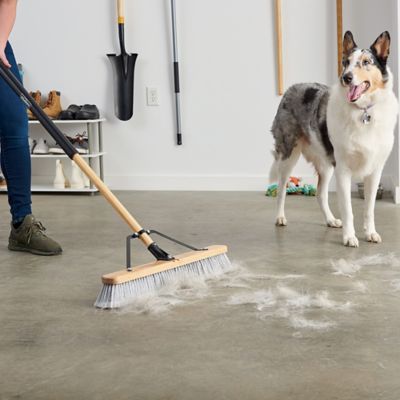 Image showing  24 in. Indoor Hardwood/Steel Handle Push Broom for Pet Hair, Sand, Saw Dust and Wood Shavings