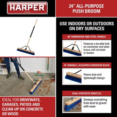 Image showing 8 th Harper 24 in. All-Purpose Hardwood/Steel Handle Push Broom for Dust and Gravel