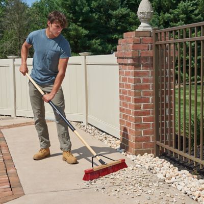 Image showing  24 in. Premium All-Purpose Hardwood/Steel Handle Push Broom for Dirt, Soil, Mulch, Grass and Oil Dry