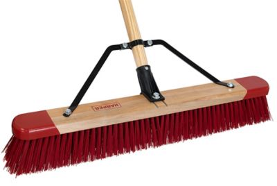 Image showing  24 in. Premium All-Purpose Hardwood/Steel Handle Push Broom for Dirt, Soil, Mulch, Grass and Oil Dry