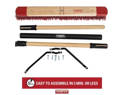 Image showing 6 th Harper 24 in. Premium All-Purpose Hardwood/Steel Handle Push Broom for Dirt, Soil, Mulch, Grass and Oil Dry
